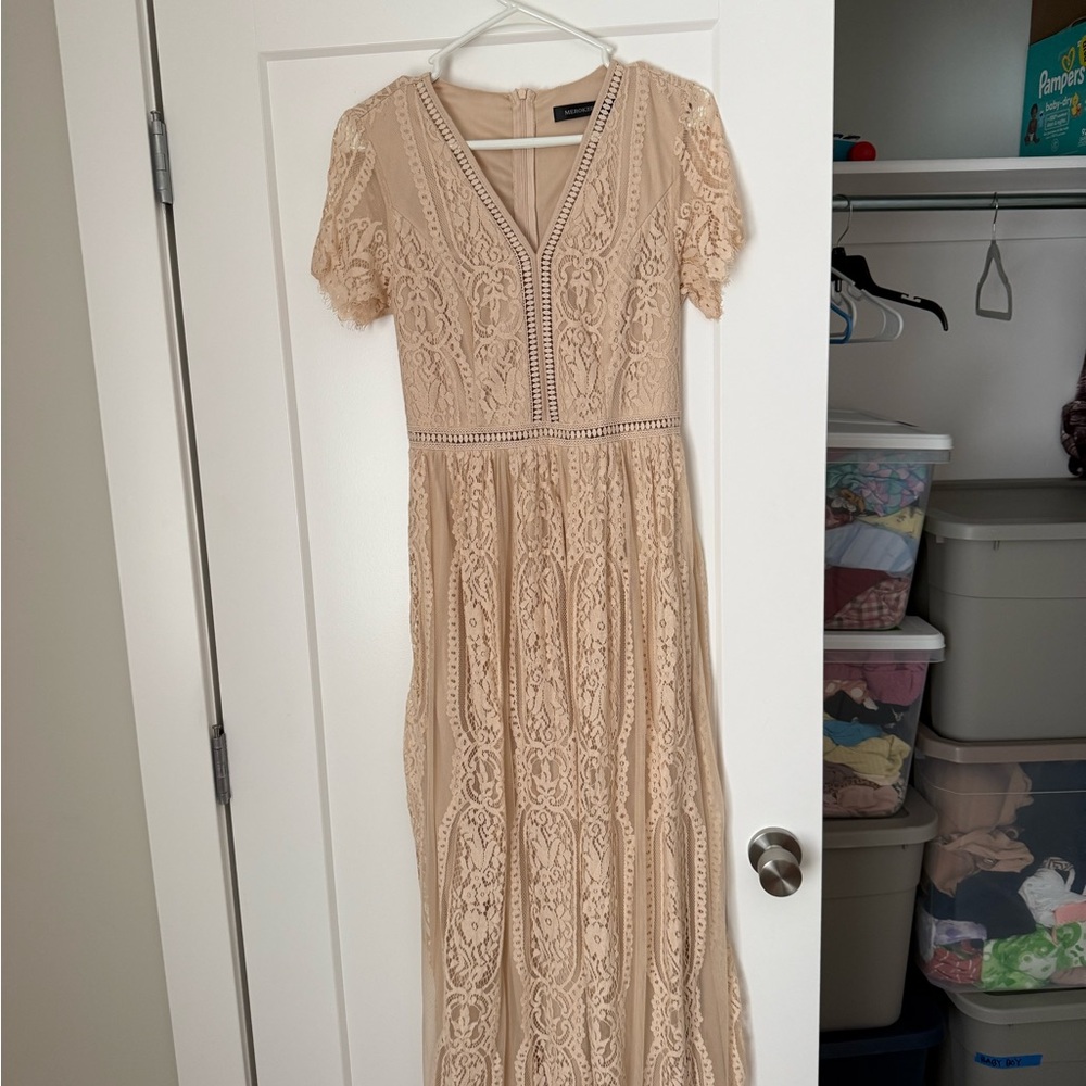 Women’s v neck short sleeve floral lace dress